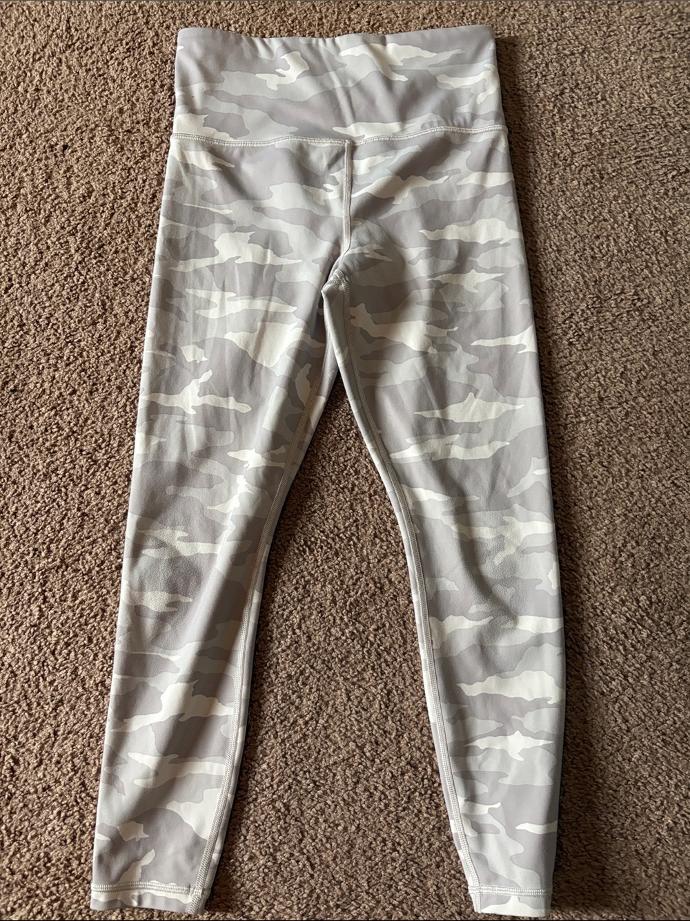 Athleta Beige & Light Gray Camo High-Waist Leggings